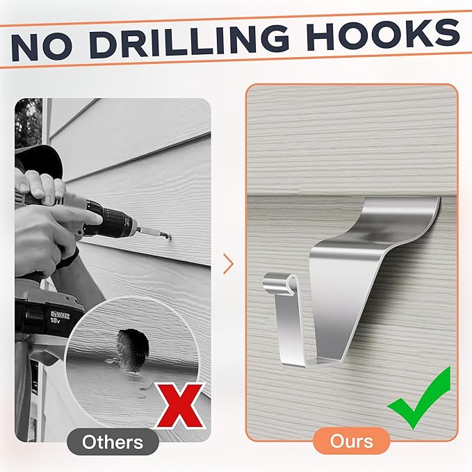 Cozcty 16 Pack Vinyl Siding Hooks, Siding Clips Heavy Duty for Hanging Outdoors, Easy Install Garland Hanger to Hang Wreath Things for Door Frame, Porch Decor, Welcome Sign