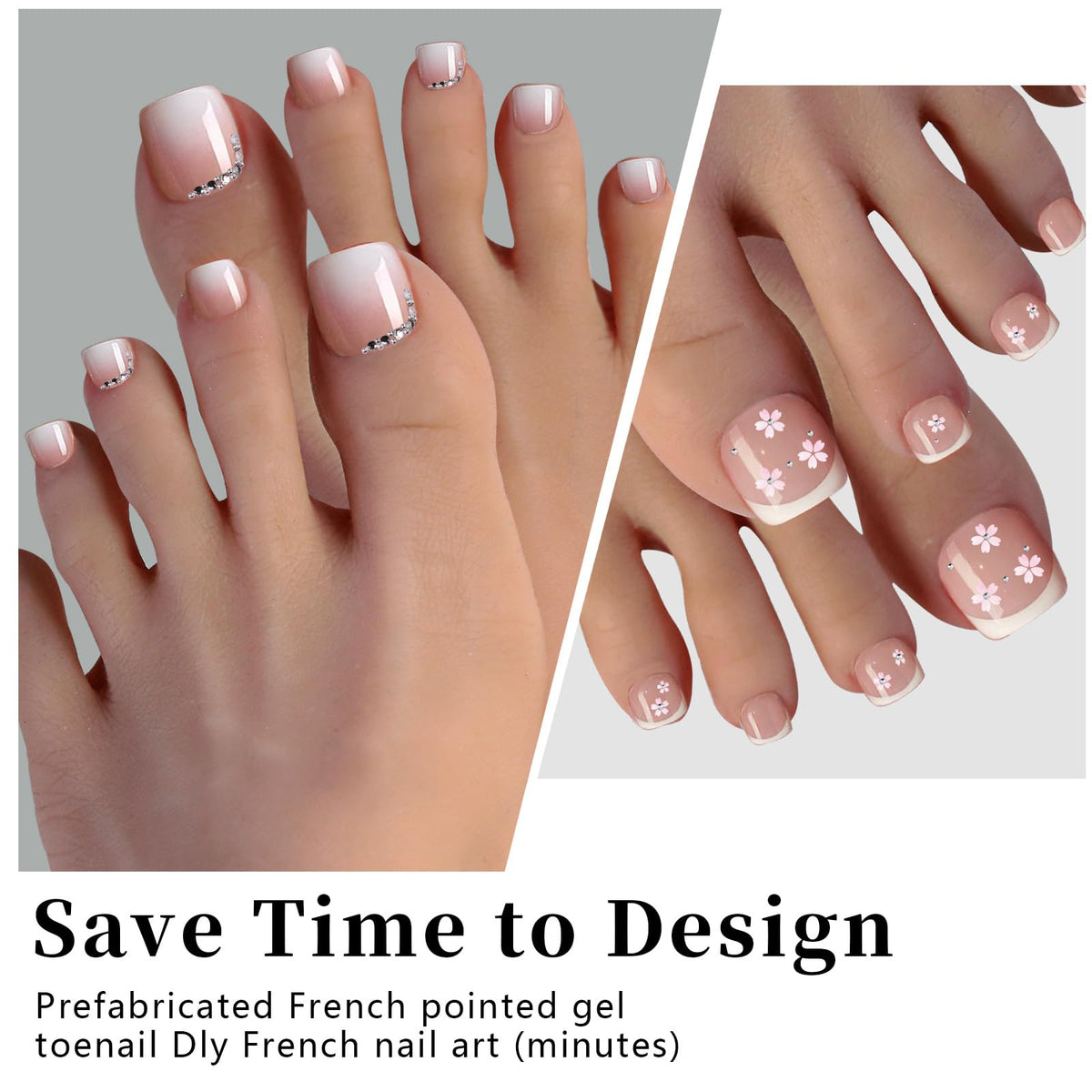 SWRITATSK Toe Nail Tips,French Press On Toenails For Women,120Pcs Press On Nails,Square Toe Nail Press Ons Toe Nails,12 Size French Nude Wearable Full Cover Fake Toenails,False Nails Gel Toe Nails