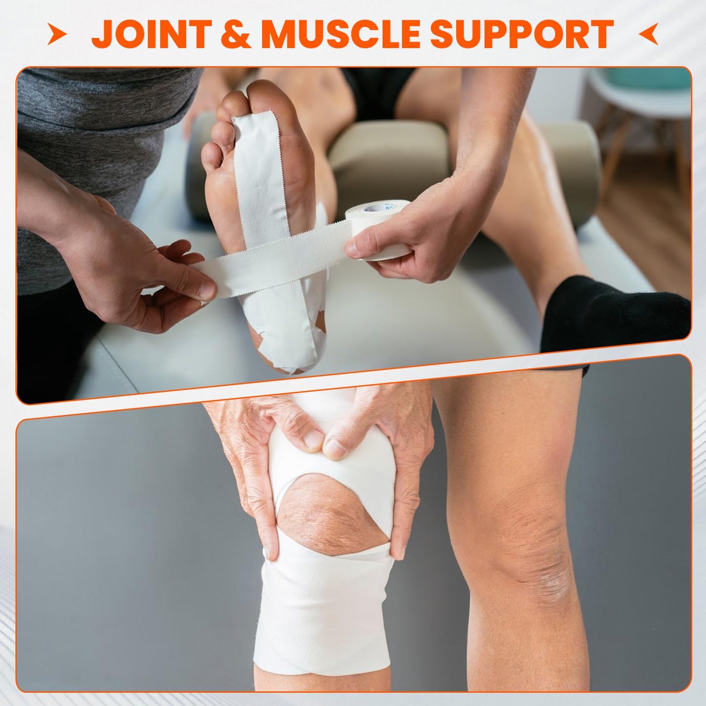 16 Pack Athletic Tape, White Sports Tape for Wrist Ankle Protection, Sports Tape Athletic No Sticky Residue, Easy to Tear Gymnastics Tape for Soccer, Football, Training Supplies (1.5" x 160 Yards)"