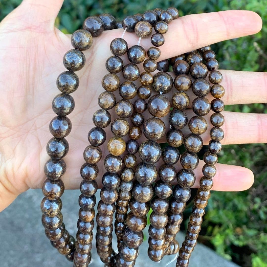 60pcs Adabele Natural Brown Bronzite Healing Gemstone 6mm (0.24 inch) Round Loose Beads Gem Stone Spacer for Craft Jewelry Making GF16-6