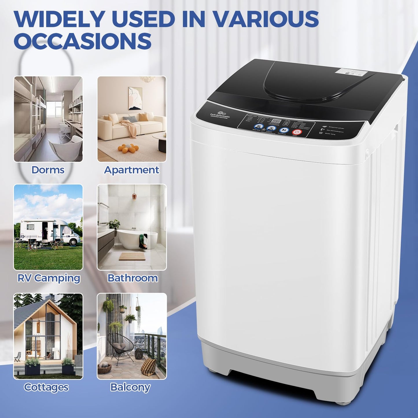 Nictemaw Portable Washing Machine 17.8Lbs Large Capacity 2.4 Cu.ft Portable Washer Machine with 10 Programs and 8 Water Levels Selections Mini Washing Machine for Apartment, Home, Dorms, Rv