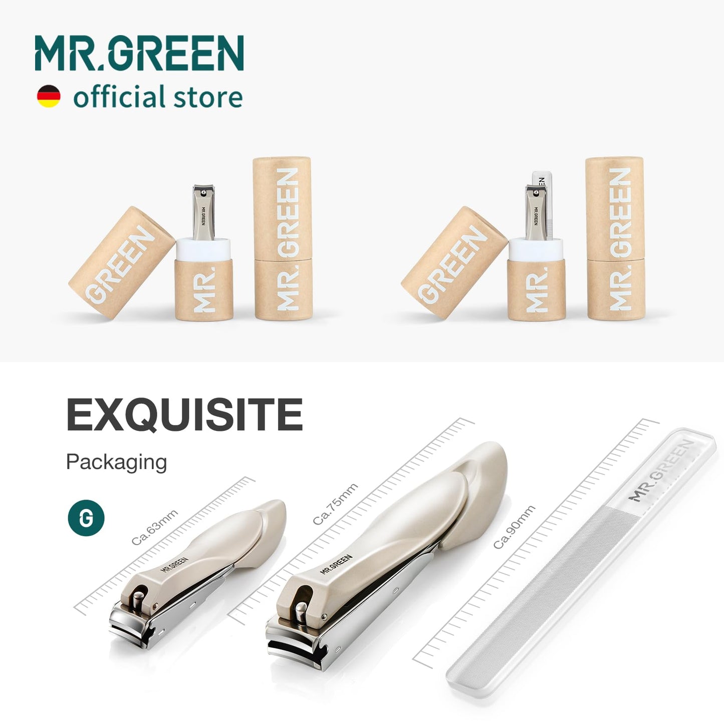 MR.GREEN Nail Clippers Stainless Steel Anti Splash Fingernail Cutter Manicure Tools Bionics Design Pedicure Scissor Nail Trimmer (Nail Clipper (Medium)+Nail File)