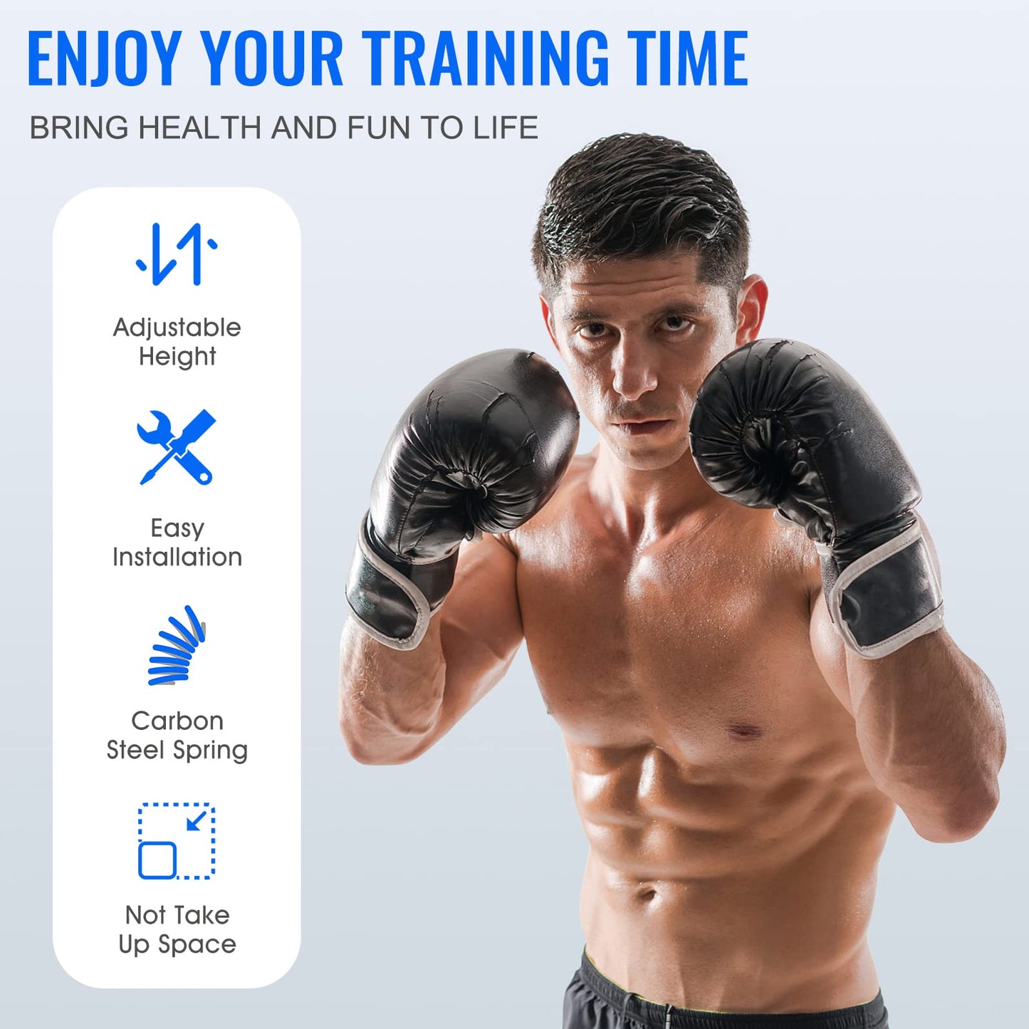 Reflex Speed Bag with 2Ball Thick Base Punching Bag Free Standing Boxing Bag with Adjustable Height & Reinforced Spring Strong Durable Relief Stress Ball for Boxer Fitness Person
