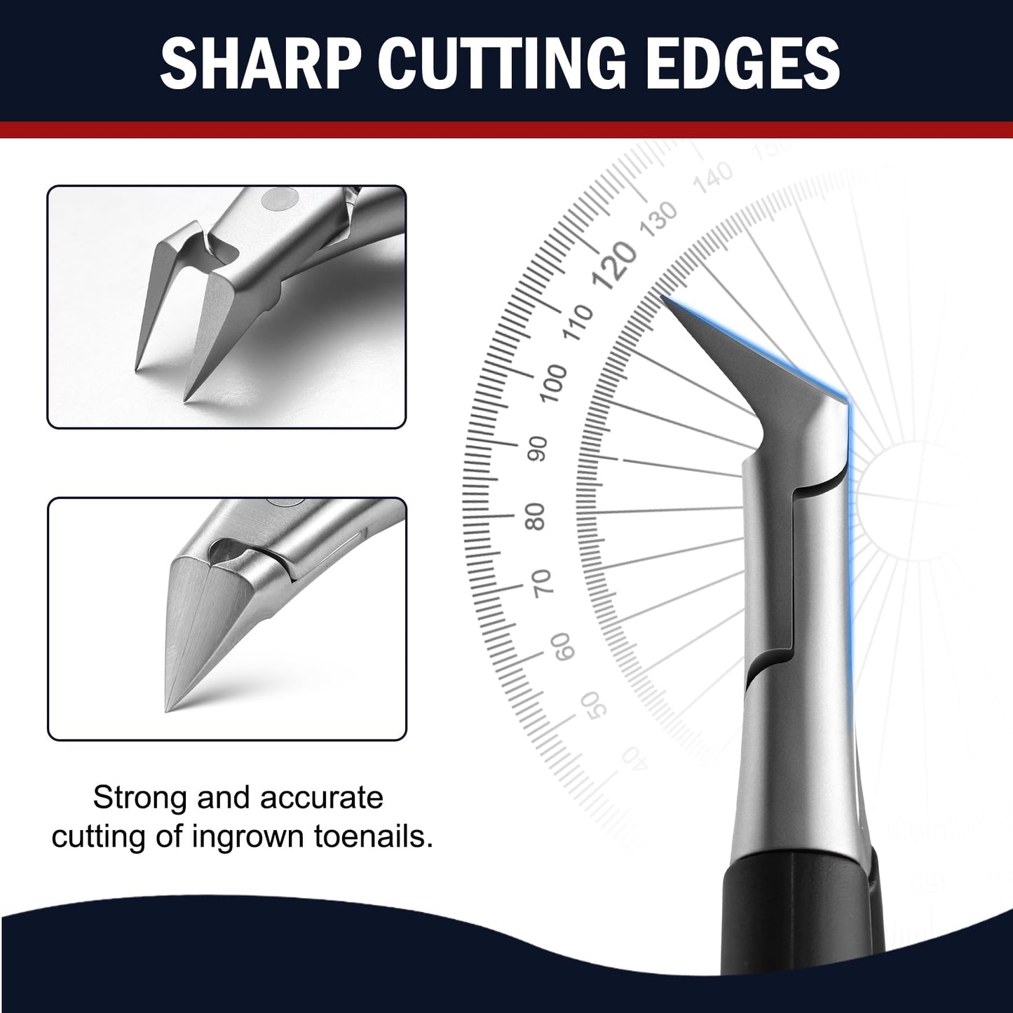 FVION Toenail Clippers for Ingrown Toenail, Straight Nail Clippers for Ingrown Toenails, Professional Ingrown Toenail Treatment for Adults, Seniors, Men and Women (Black)