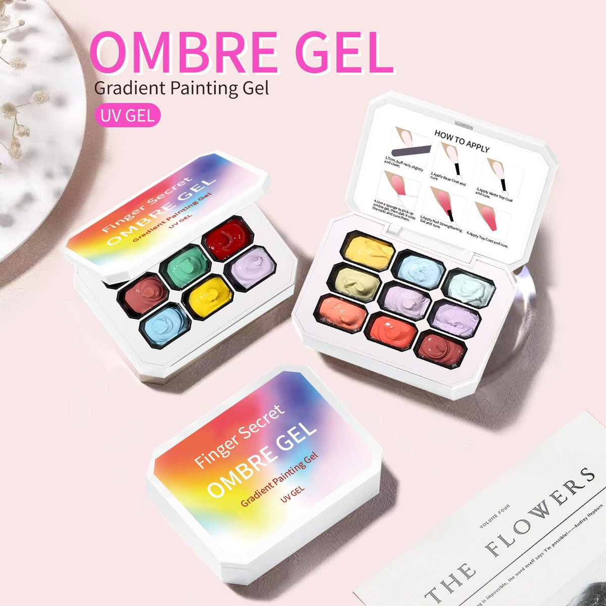 AOBOO Ombre Gel Nail Polish Nail Sponges for Ombre 9 Series Colorful Blush Effect Pat Painting Gradient Blooming Gel for Ombre Nails Multistyle French Manicure Nail Art DIY Home (A13, 1)
