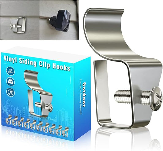 (10 Pack) Blink Outdor Camera Mount Vinyl Siding Clips Hooks,No-Hole Needed Outdoor Siding Hanger for Mounting Wyze Cam/Ring/arlo Home Security Camera, Weatherproof Stainless Steel Blink Siding Mount