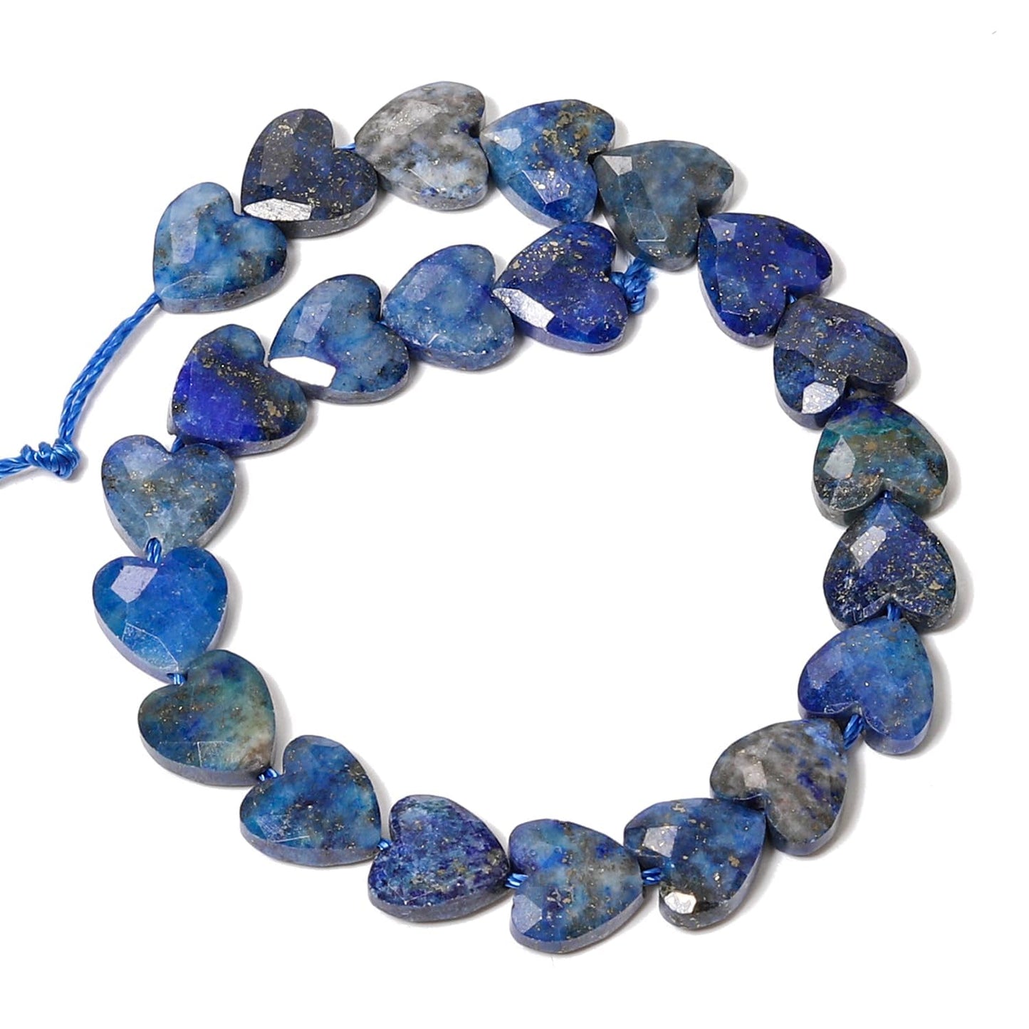 Nitopupu 22pcs Faceted Heart Stone Beads Natural Lapis Lazuli Bead 8mm Crystals and Healing Stones for Jewelry Making Supplies,Friendship Bracelet Kit,Love Gifts