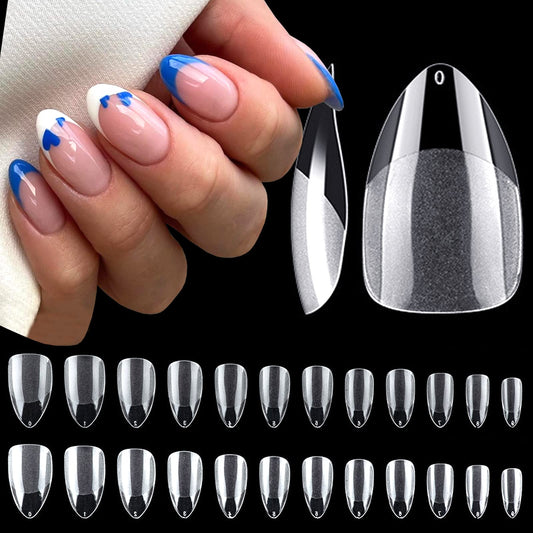 LoveOurHome 600pc Short Almond Gel Nail Tips Full Cover Clear Fake Nails XS Stiletto Artificial False Fingernails for Women Gel Acrylic Nails Extension Press on Nails Making