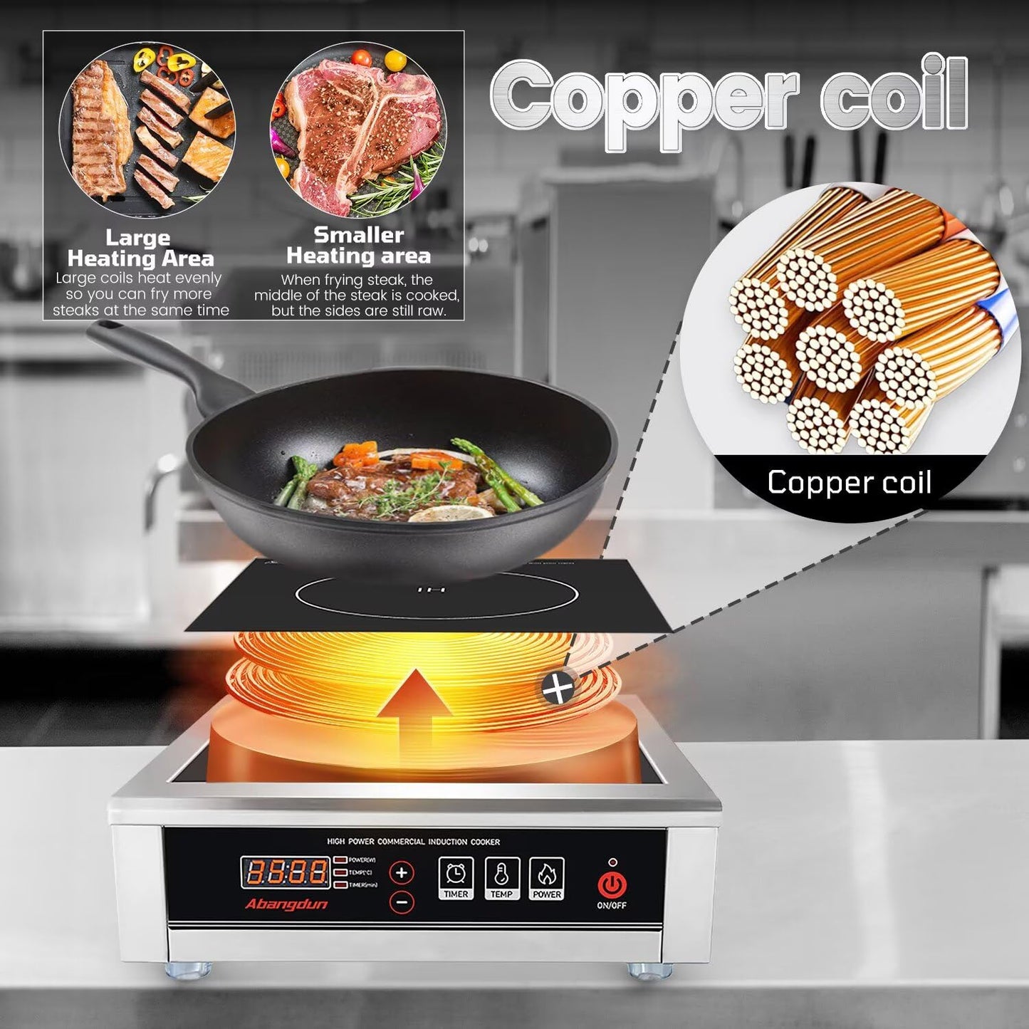 3500W Commercial Induction Cooktop, 240V Single Induction Burner with 18-Hour Timer, High-Efficiency Induction Heater for Restaurant & Catering