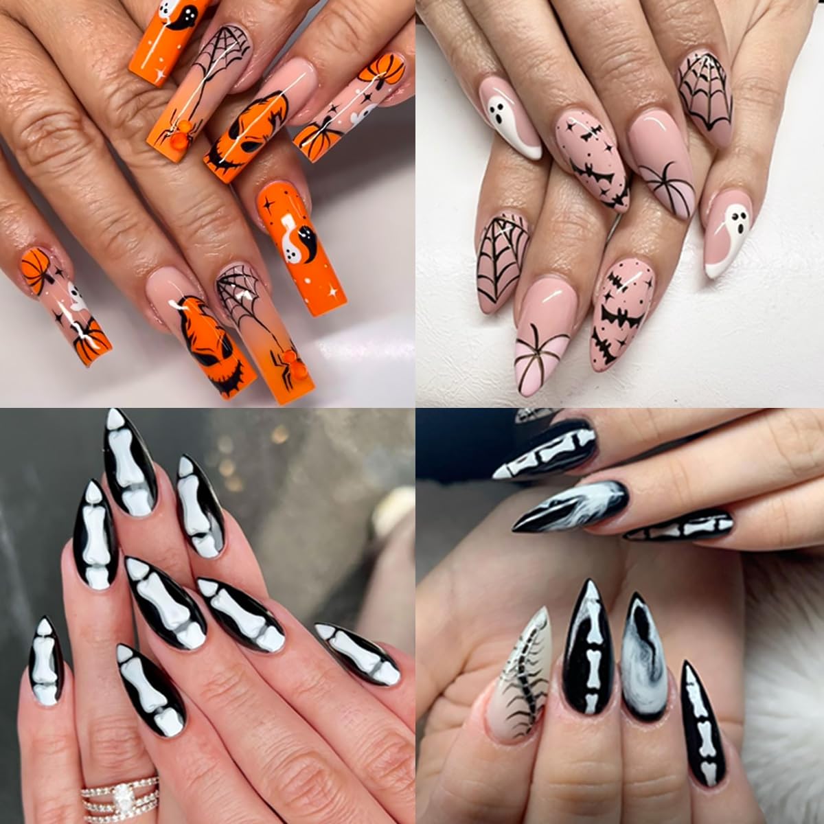 3 Sheets Halloween 5D Embossed Nail Art Stickers Cute Ghost Spider Wed Nail Decals Self Adhesive Gothic Pumpkin Skull Nail Stickers Glitter Gold Nail Design Decals Holiday Nail Decoration for Women