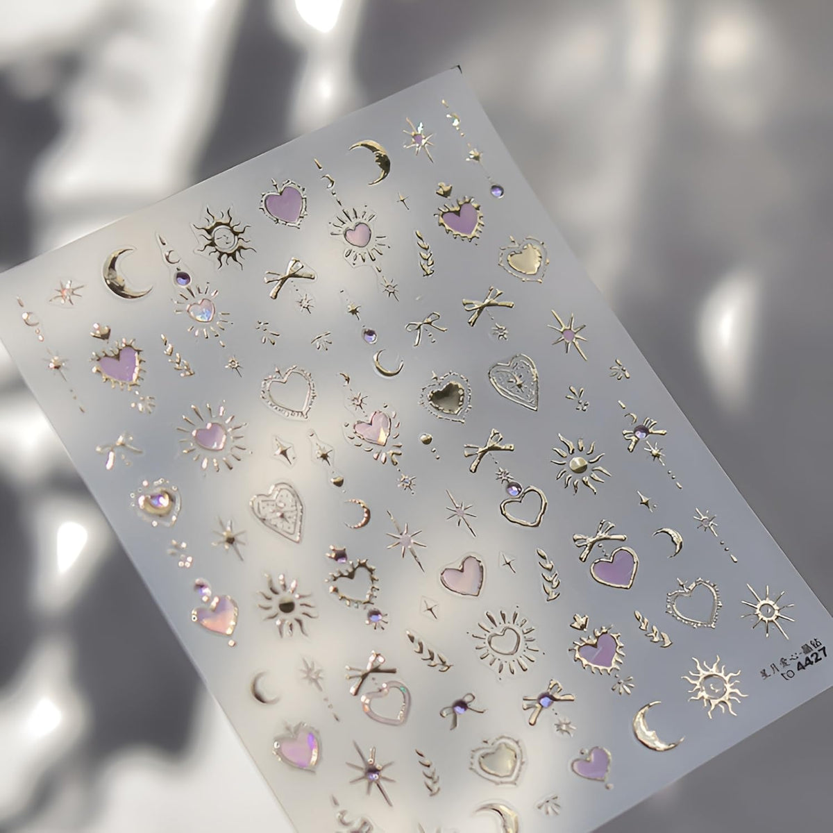 Star Nail Art Stickers 5D Embossed Moon Heart Nail Decals Pink Gold Nail Stickers for Nail Art Rhinestone Nail Design Supplies for Women Girls DIY Acrylic Nails Accessories