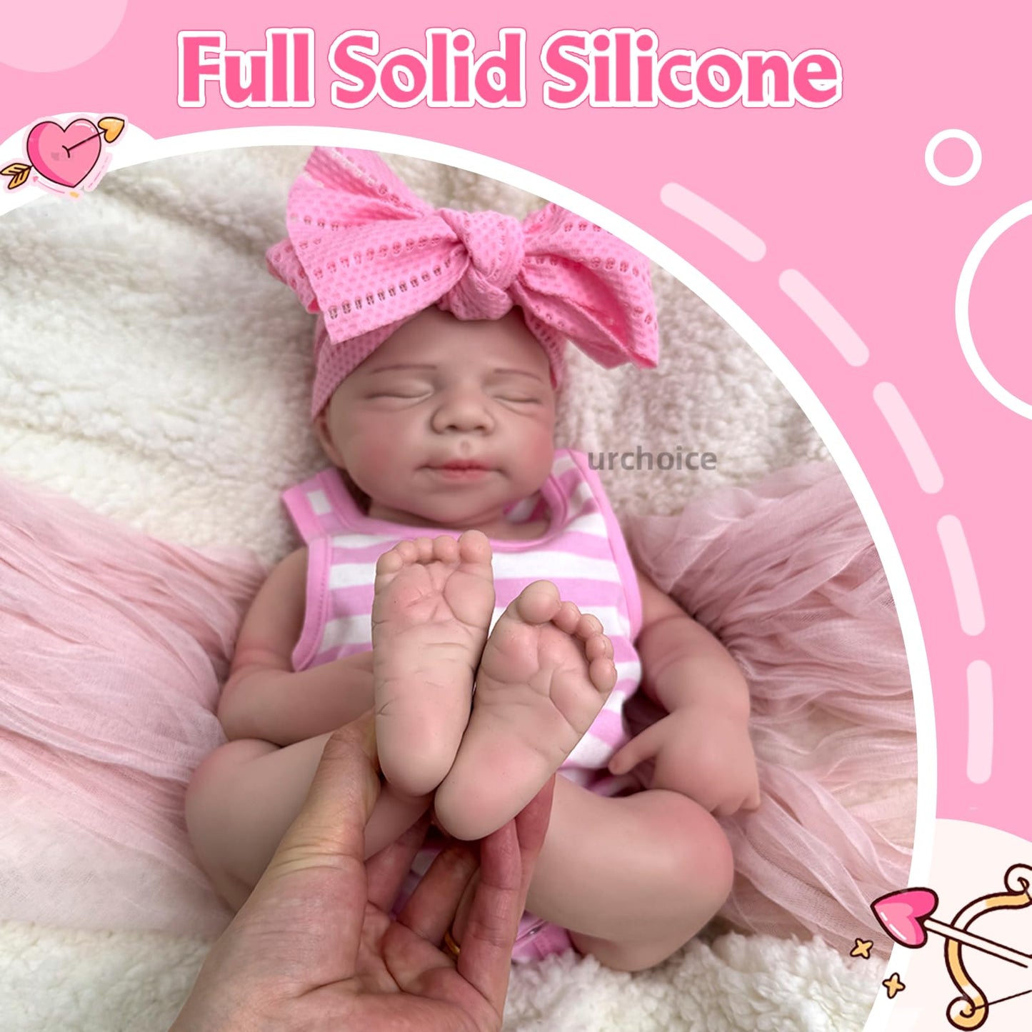 Oppaionaho Realistic 19 inch Pascale Girl Open Mouth Full Body Silicone Reborn Baby Dolls, Lifelike Sleeping Newborn Doll Anatomically Correct (Girl)