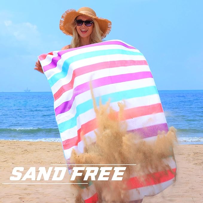 Exclusivo Mezcla Microfiber Quick Dry Beach Towel, Oversized Lightweight Sandfree Pool Towel for Swimming Camping Travel with Bag (Purple, 35x70 Inches)