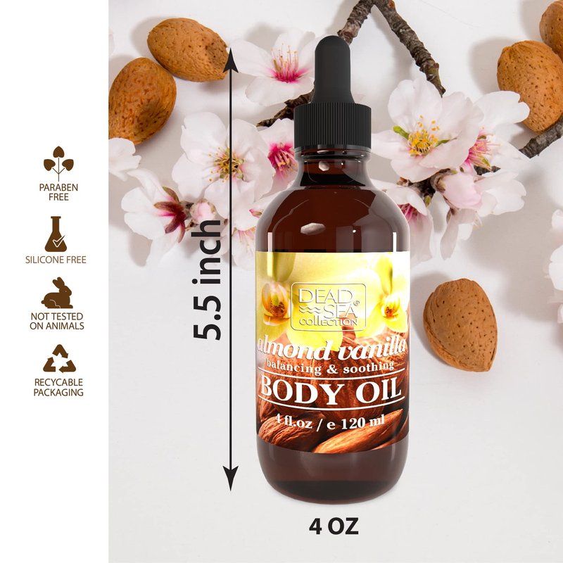 Dead Sea Collection Body Oil with Hemp & Coconut Lime - Dry Skin Moisturizer and Hydrating Massage Oil - Increase Skin Elasticity and Provide Anti-Aging Support for Face and Body (4 fl.oz)