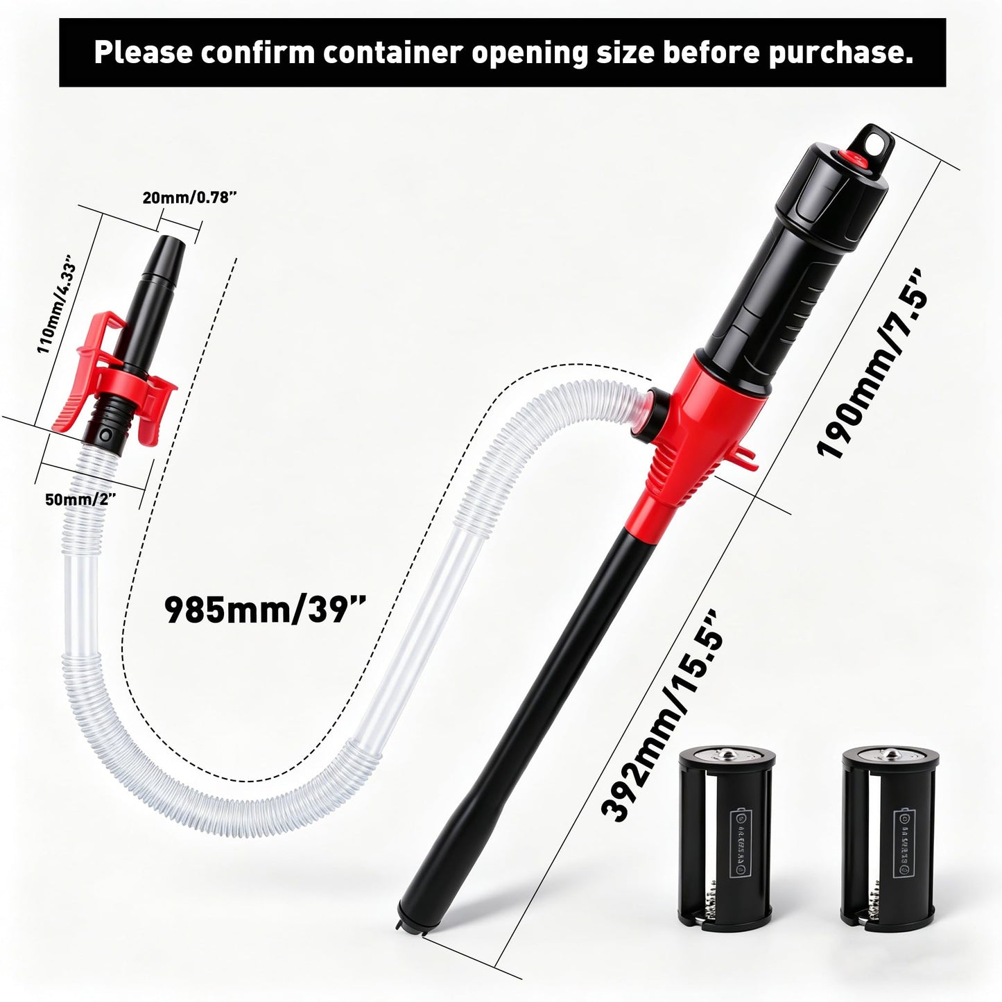 SEDY Electric Hand Pump, Portable Battery Powered Transfer Pump, Multi-Use Siphon Liquid Extractor for Gasoline, Diesel, Fuel, and Water Transfer