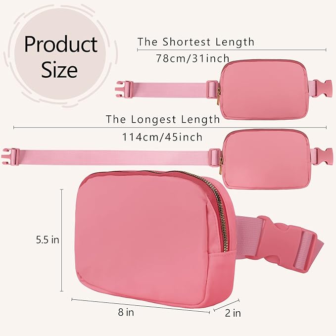 VOROLO Fanny Pack For Women And Men Crossbody Bag Belt Bag with Adjustable Strap Graduation Gifts Deep Pink