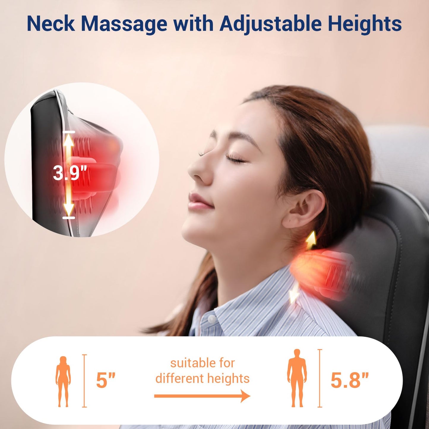 Mynt Shiatsu Neck and Back Massager with Heat, 3D Kneading Full Back Massager for Pain Relief Deep Tissue, Foldable Adjustable Chair Massager for Home Office, Gifts for Mom Dad, Black