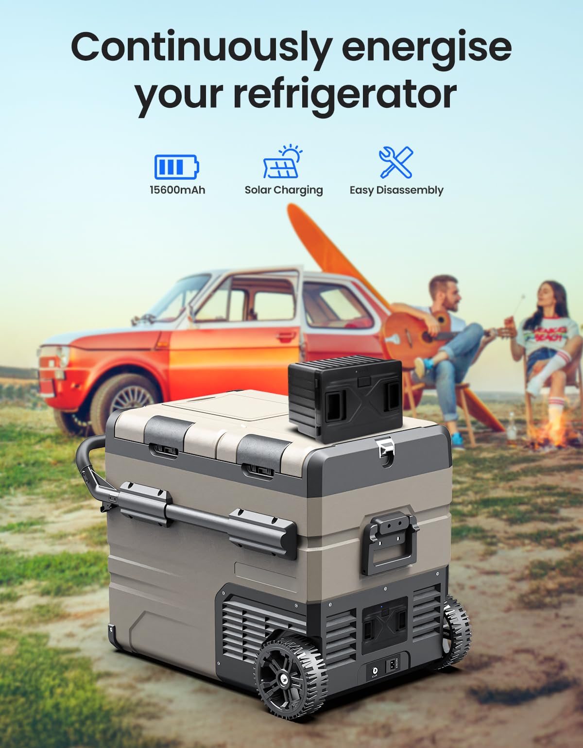 Movxpace 173Wh Detachable Battery – 12V Dual Zone Fridge Battery for TA/TAW Series Car Refrigerators, Adapter not Included