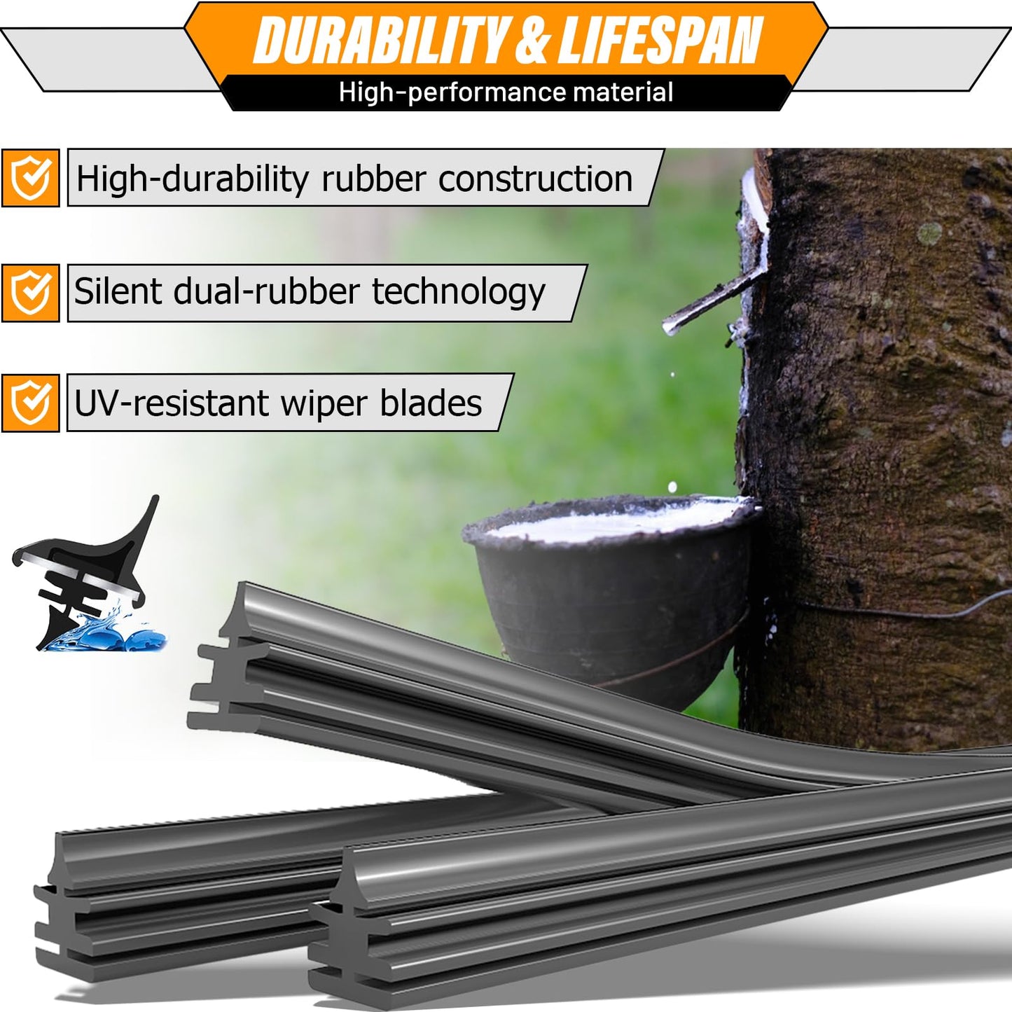 AUTOBOO 26"+22" Windshield Wipers Blades Replacement for Honda Pilot 2023 2024 2025 with 14 Inch Rear Wiper Blade -Original Factory Quality (Pack of 3)