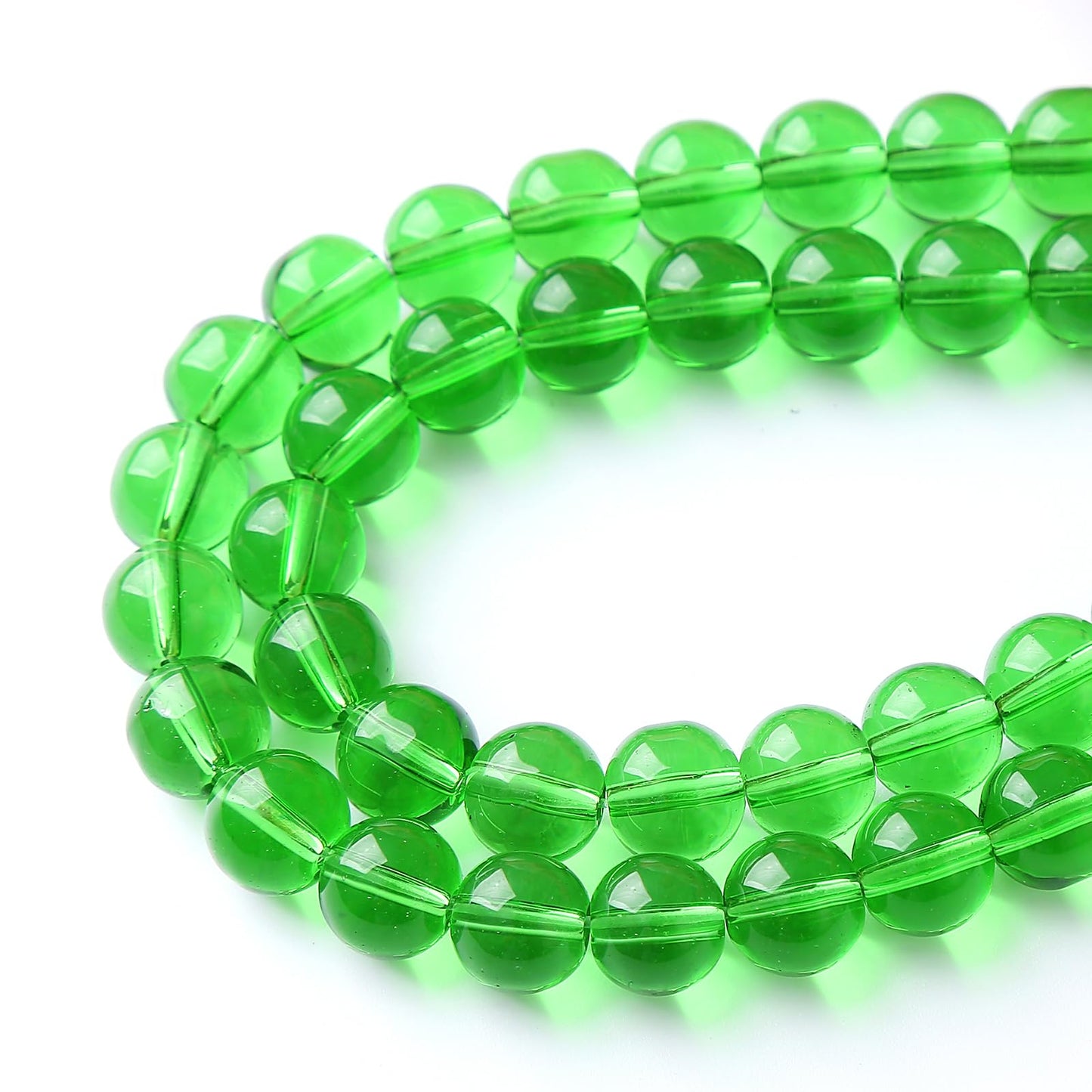 32pcs 12mm Smooth Green Crystal Glass Quartz Beads Round Loose Beads for Jewelry Making DIY Bracelet Necklace 15" Energy Healing Power Stone Beads(12mm, Green Crystal Glass)