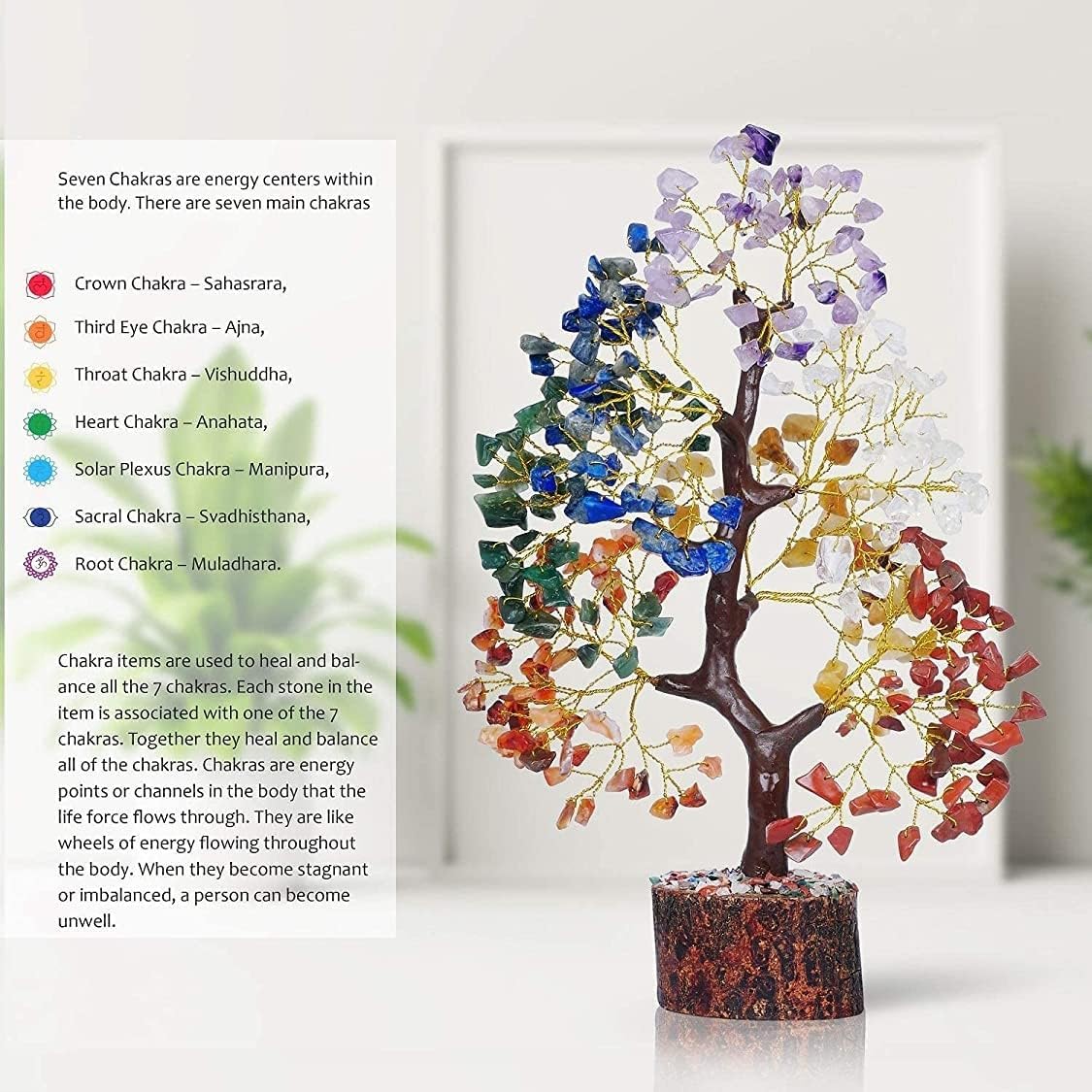 YATSKIA 7 Chakra Tree of Life - Crystals and Healing Stones | Birthday Gifts for Women | Crystal Tree for Positive Energy | Home Office Decor | Spiritual Gifts for Women