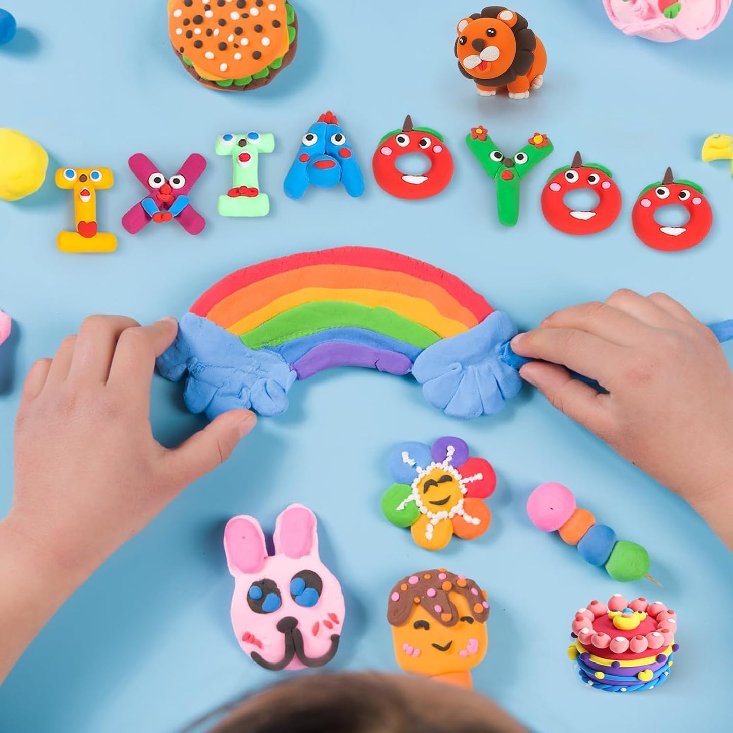 Ixiaoyoo Air Dry Clay for Kids, 78 Colors Modeling Magic Clay, Safe & Non-Toxic, DIY Model School Arts & Crafts Kit with Tools, Home Party Favors, Birthday & Christmas Toys Gift for Boys & Girls