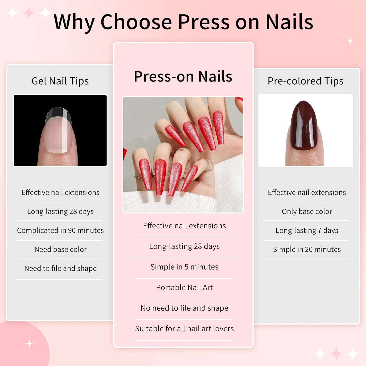 Dark Red Cat Eyes Press On Nails,12 Sizes-24 Pcs Soft Gel Red Long Coffin Fake Nails Kit with Nail Glue, Natural Reusable Stick On False Nails for Women and Girls SK1047