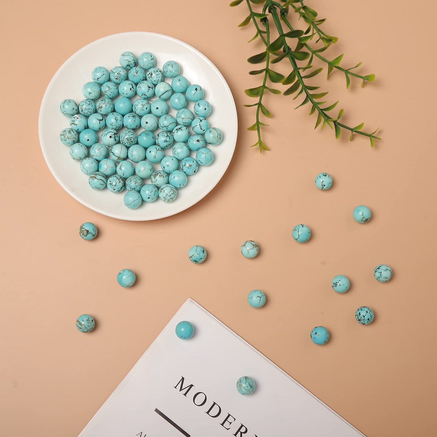 35pcs 10mm Natural Turquoise Gemstone Beads Energy Healing Crystal Round Loose Stone Beads for Jewelry Making, DIY Bracelets Necklaces