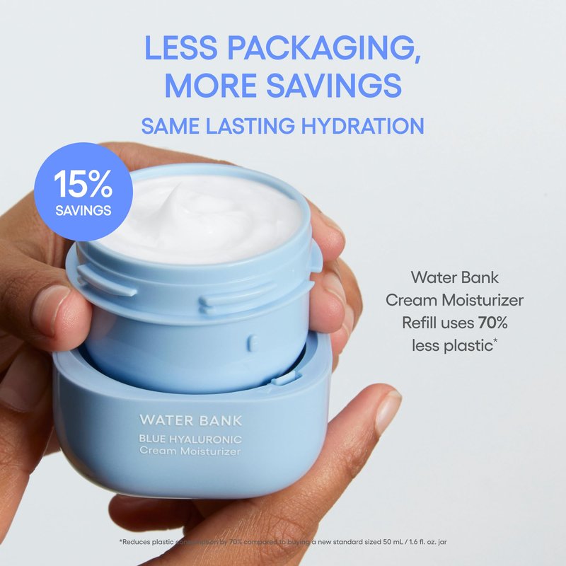 LANEIGE Water Bank Blue Hyaluronic Cream Moisturizer Refill: Hydrating Korean Face Cream with Squalane & Ceramide for Skin Barrier Support, Dermatologist-Tested