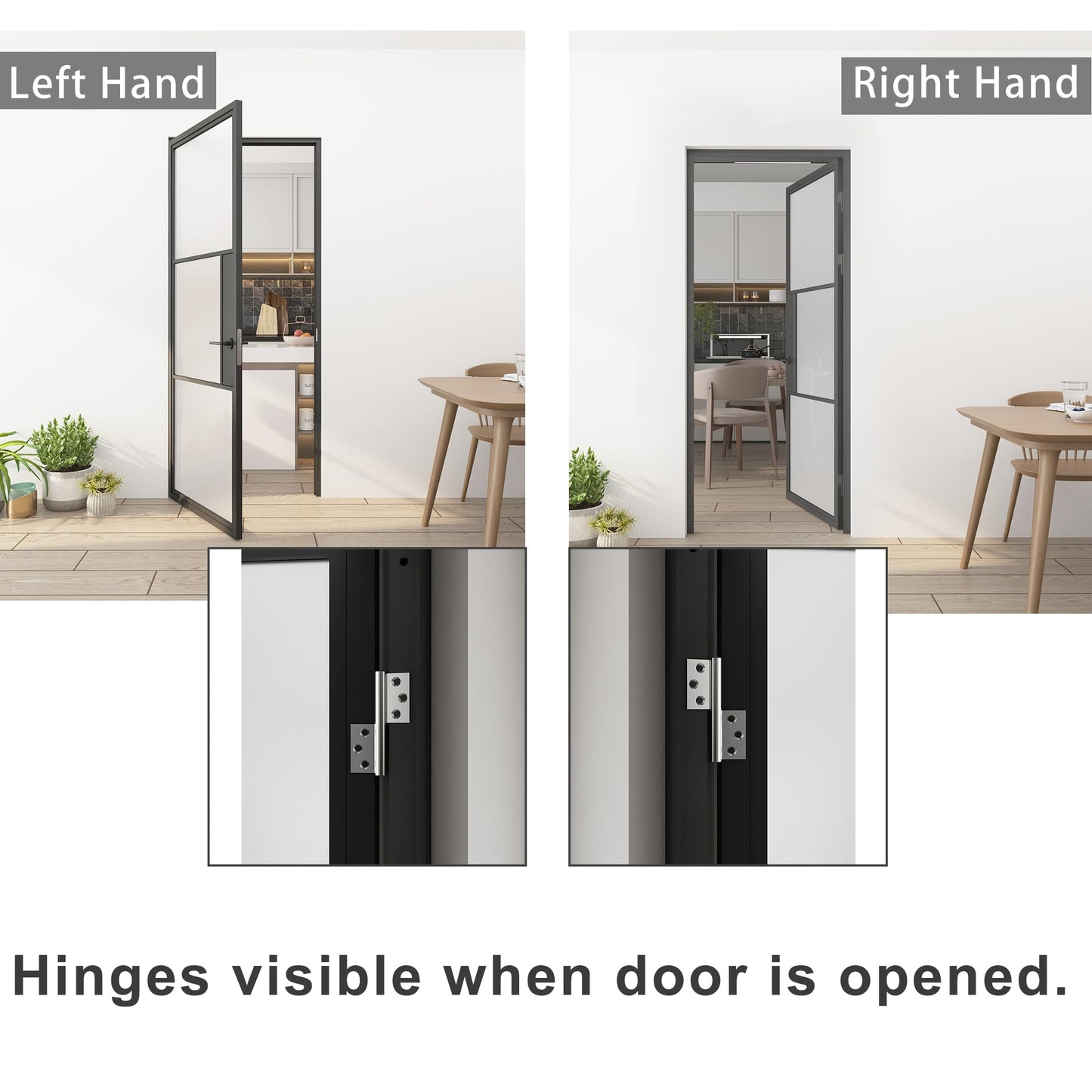 Jubest Prehung Door, 36" x 84", Interior Hollow Swing Metal Frame Frosted Glass, Pre-Assembled, Easy to Install, Left-Hand