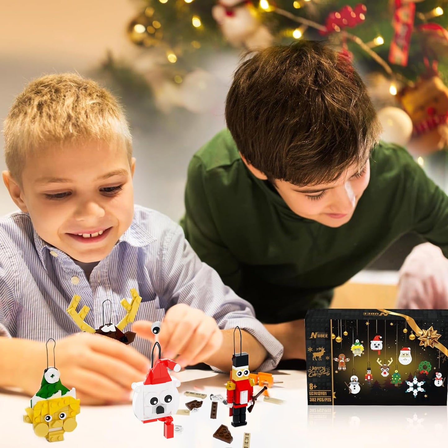 Christmas Ornaments Building Kit, Christmas Tree, Wreath, Santa, Snowman, Gingerbread, Reindeer, Nutcrackers, Snowflake 11-in-1. Stocking Stuffers Decor Toys Gifts for Boys Girls Kids.