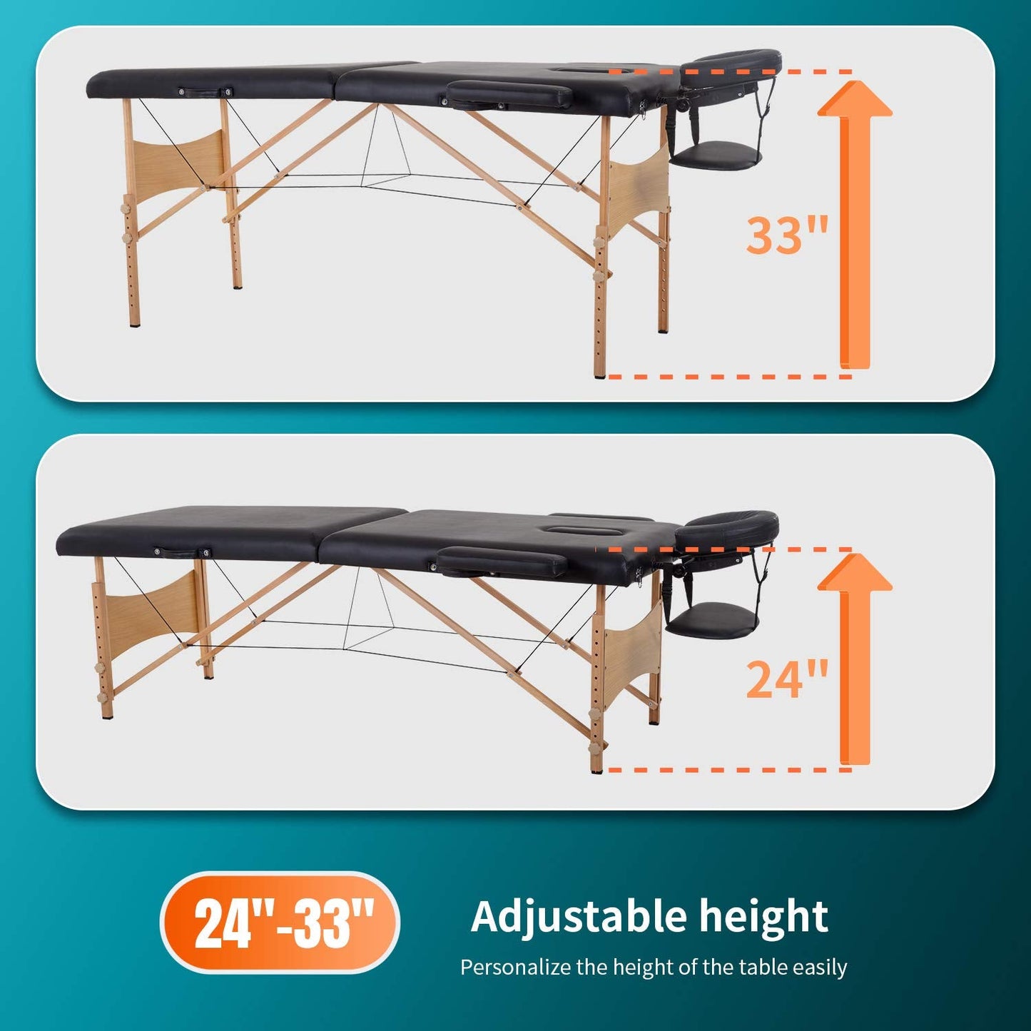 BestMassage Massage Bed Portable Massage Table 28 inch Wide Lash Bed Height Adjustable 2 Folding Spa Table with Non-Woven Bag for Spa Footmassage Facial CareSpa Tattoo
