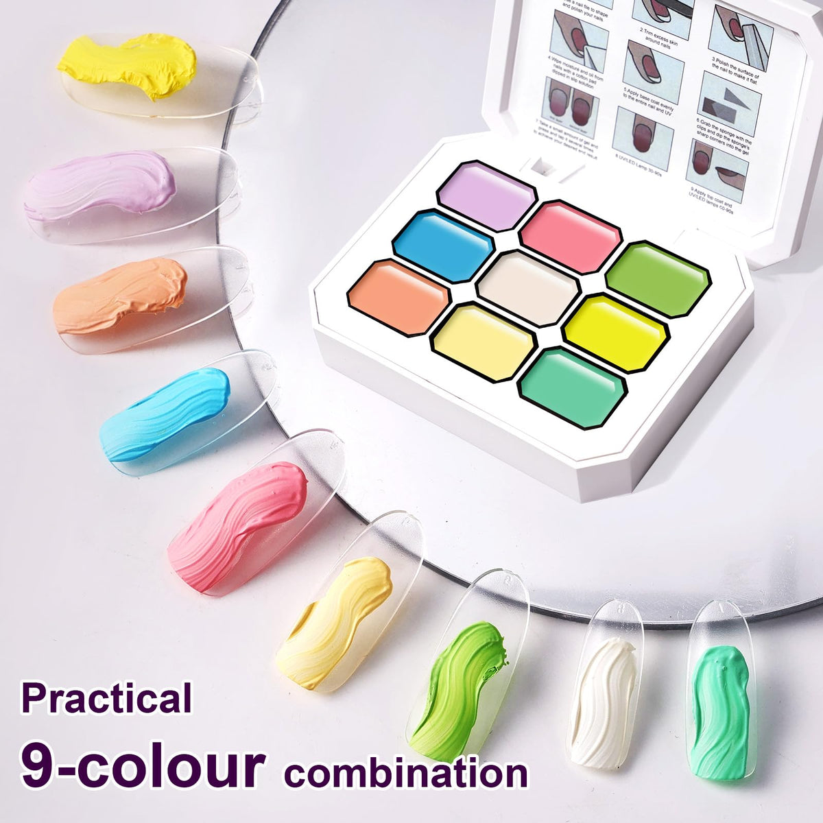 U-Shinein Gradient Painting Gel, 9 Colors Ombre Gel Nail Polish for 3D Nail Sculpting Gel Painting Effect Pigment Pat Nails Aura Nails, French Manicure Long Lasting Home Salon Nail Art Easter Egg