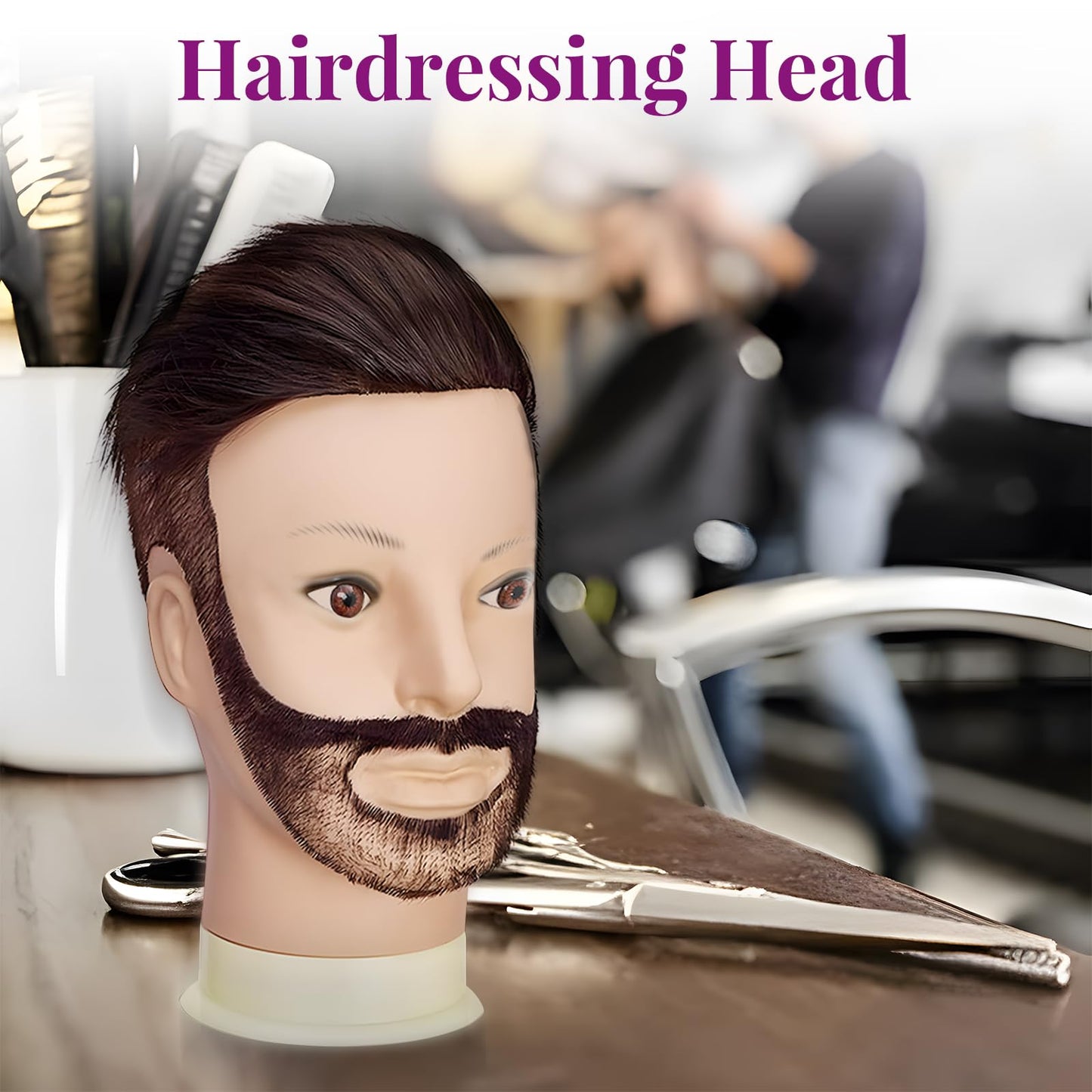 Male Mannequin Head with Hair,10" Barber Mannequin Head,Cosmetology Hairdresser Training Doll Manikin Head for Hair Styling and Practice（black）