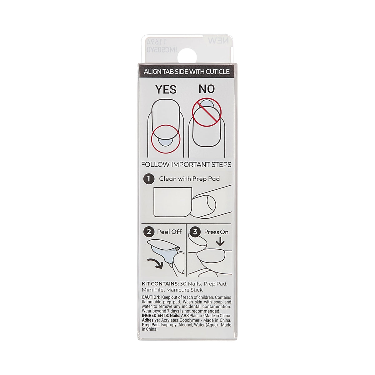 KISS Impress No Glue Mani 30 Pcs Press on Nails, Medium Coffin False Nails, Solid Pure White Stick on Extensions, Peel & Press Easy Apply, Hassle-Free Removal, Includes Manicure Stick, Prep Pad & File