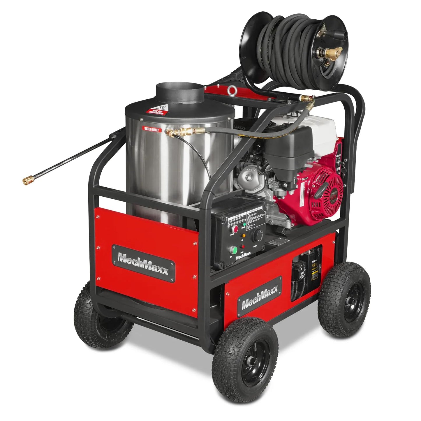 MechMaxx Honda GX390 389CC 11.7HP E-Start Engine 4000 PSI 4 GPM Hot Water Pressure Washer with Hose Reel, HPW40H