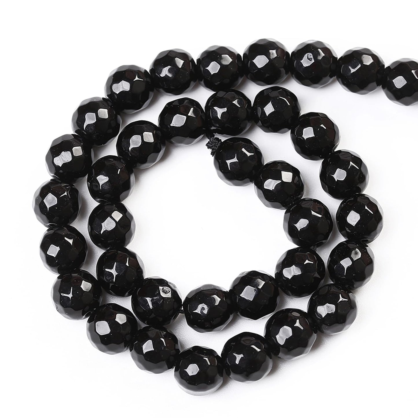 32pcs 12mm Natural Faceted Black Agate Stone Beads for Jewelry Making Energy Healing Beads DIY Bracelet Necklace Accessories 15" (12mm, Faceted Black Agate)