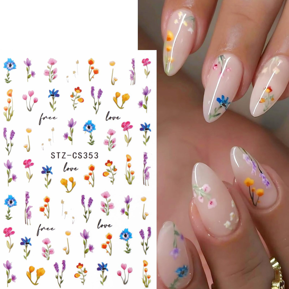 5pcs Flower Nail Stickers With Tweezers, Mini Jasmine Rose Hibiscus Wildflower French Lace Self-Adhesive 3D Floral Nail Decals For Women Girls, Spring Summer Nail Supplies For DIY Manicure Decorations