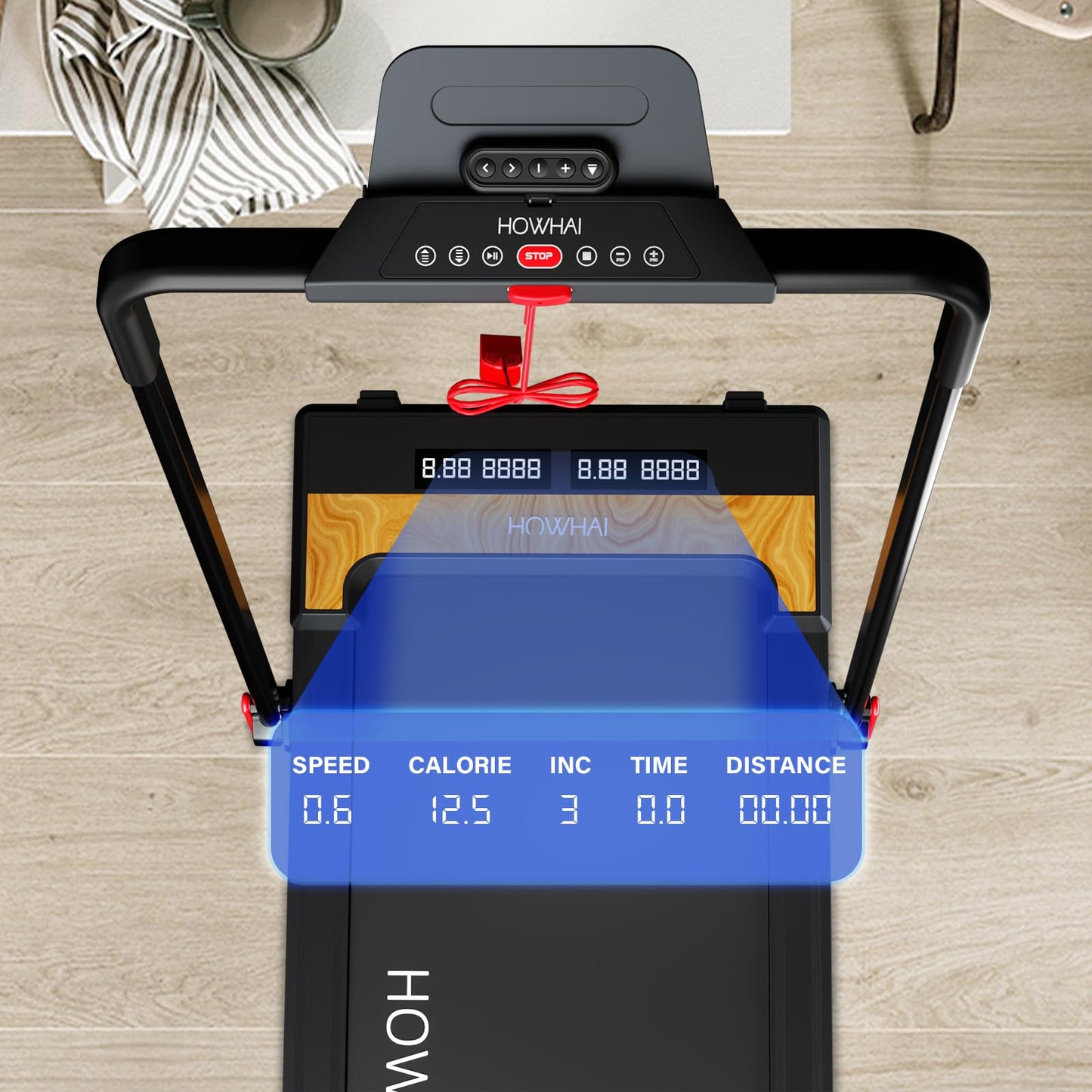 HOWHAI Treadmill with Auto Incline 9%, Walking Pad Treadmills for Home with 2.5HP, Speed 7.6MPH Walking Pad with Handle Bar, Foldable Treadmill, Remote Control and LED Display, Compact for Home Office