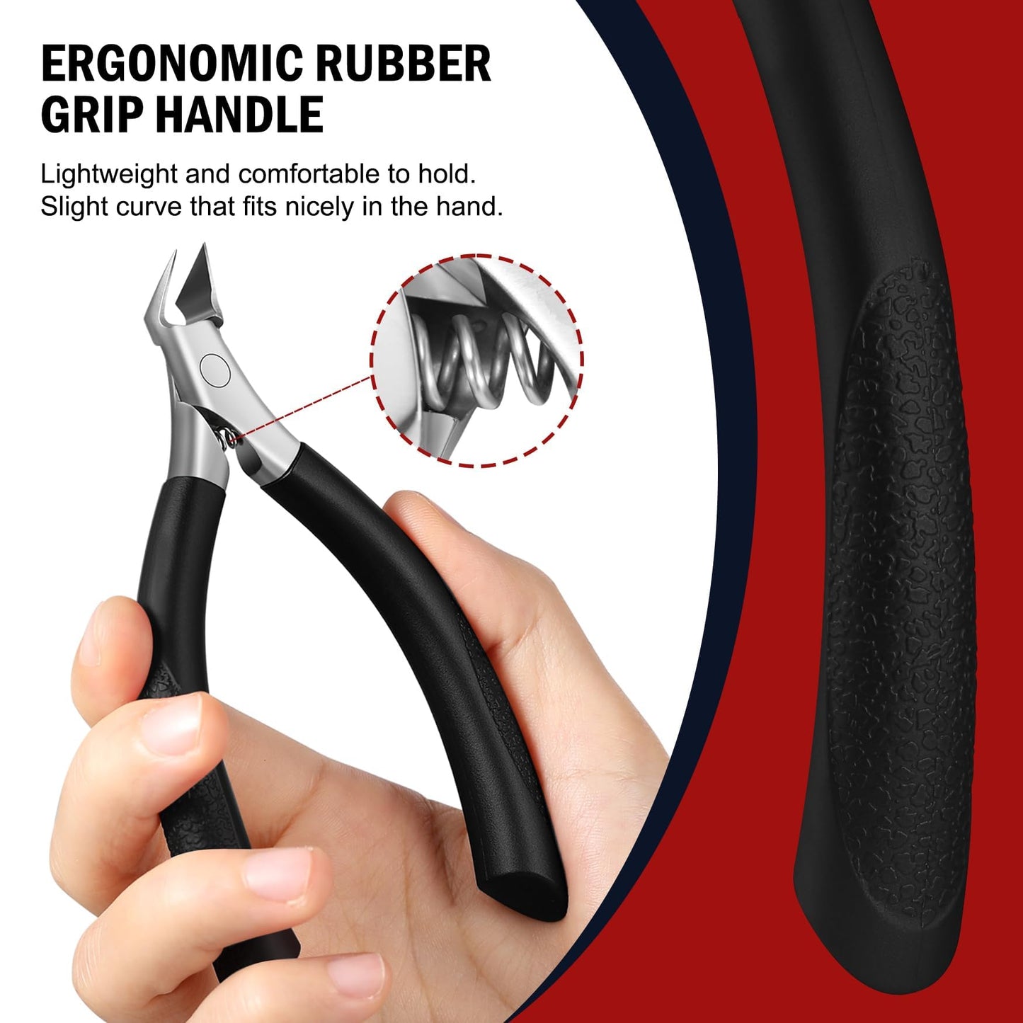 FVION Toenail Clippers for Ingrown Toenail, Straight Nail Clippers for Ingrown Toenails, Professional Ingrown Toenail Treatment for Adults, Seniors, Men and Women (Black)