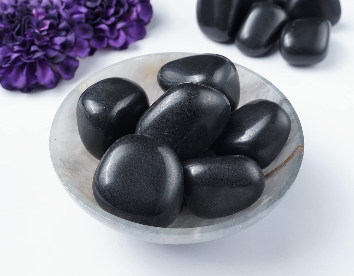 "800+ Carat, 13 Pcs Black Agate Tumbled Stones and Crystals Set for Chakra Reiki Healing Mediation Crystals Polished Stones Gemstones and Crystals Tumble for Gift Home Decor Size: 20-25mm by Crocon"