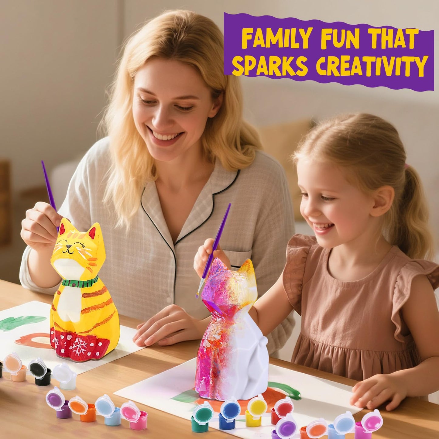 LAOESE Paint Your Own Cat Lamp Kit, Arts and Crafts for Kids Ages 8-12, Art Supplies Painting kit for Kids 6-12, Cat Night Light Toys Girls Boy Birthday Gifts for Kids Ages 3 4 5 6 7 8 9 10 11 12+