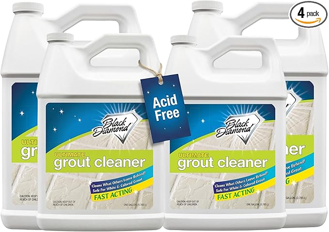 Black Diamond Stoneworks Ultimate Grout Cleaner for Tile Floors â Acid-Free Deep Cleaner Removes Grease, Dirt & Soap Scum Without Damaging Grout â Safe for Marble and All Natural Stone (4-Gallons)