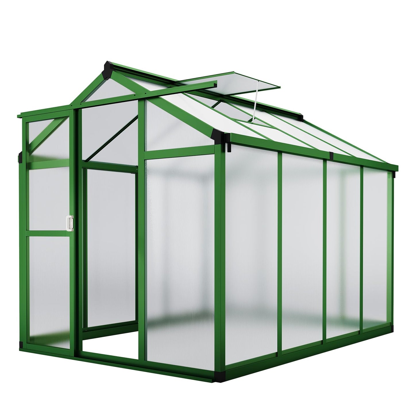 6x8 ft Greenhouse, Aluminum Frame & Polycarbonate Panel Greenhouse for Outdoors, Green House with Adjustable Roof Vent & Sliding Door, Durable Walk-in Green Houses for Backyard, Patio, Lawn