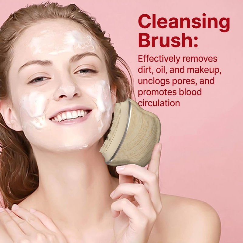 Multi Silicone Facial Cleansing Brush,Lymphatic Face Brush-Anti Puffiness,Lymphatic Drainage,Detox,Lift,Sculpting Jawline，Improves Skin Glow,Absorption,Cleansing、Scrubber and Face Massaging