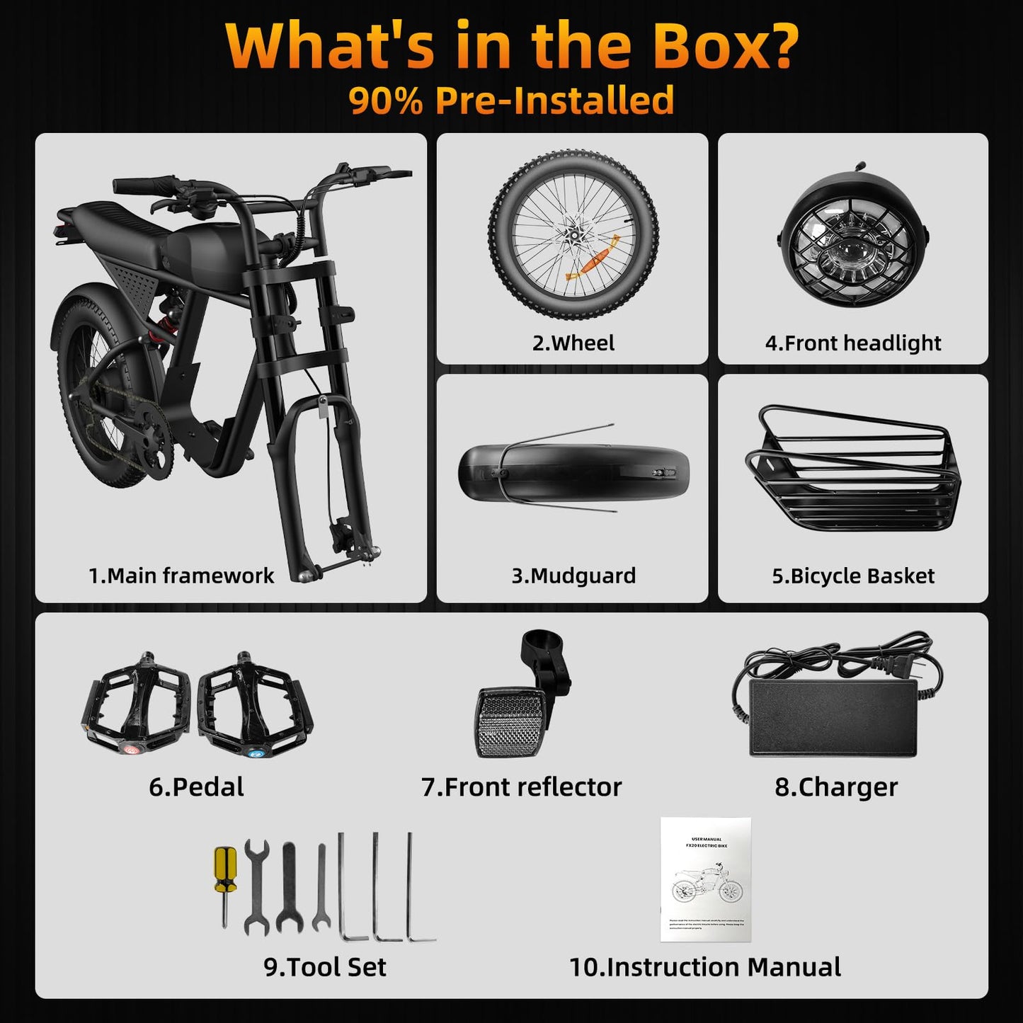 ZOILSHUNDRY Electric Bike for Adults with 1500W Peak Motor,Max Speed 35MPH,Up to 65Miles,Moped ebikes with 18.9AH Battery,20" Fat Tire Adult Electric Bicycle（USA Werahouse） (1500W Peak 18.9AH)