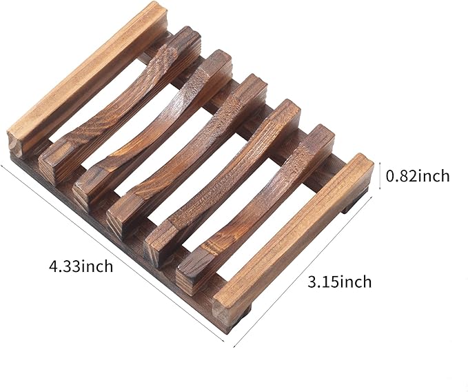 Wooden Soap Dish for Shower,Set of 2 Shower Soap Holder,Self draining Bar Soap Holder for Bathroom, Homemade Soaps Saver Natural Soaps Tray, Vowupt