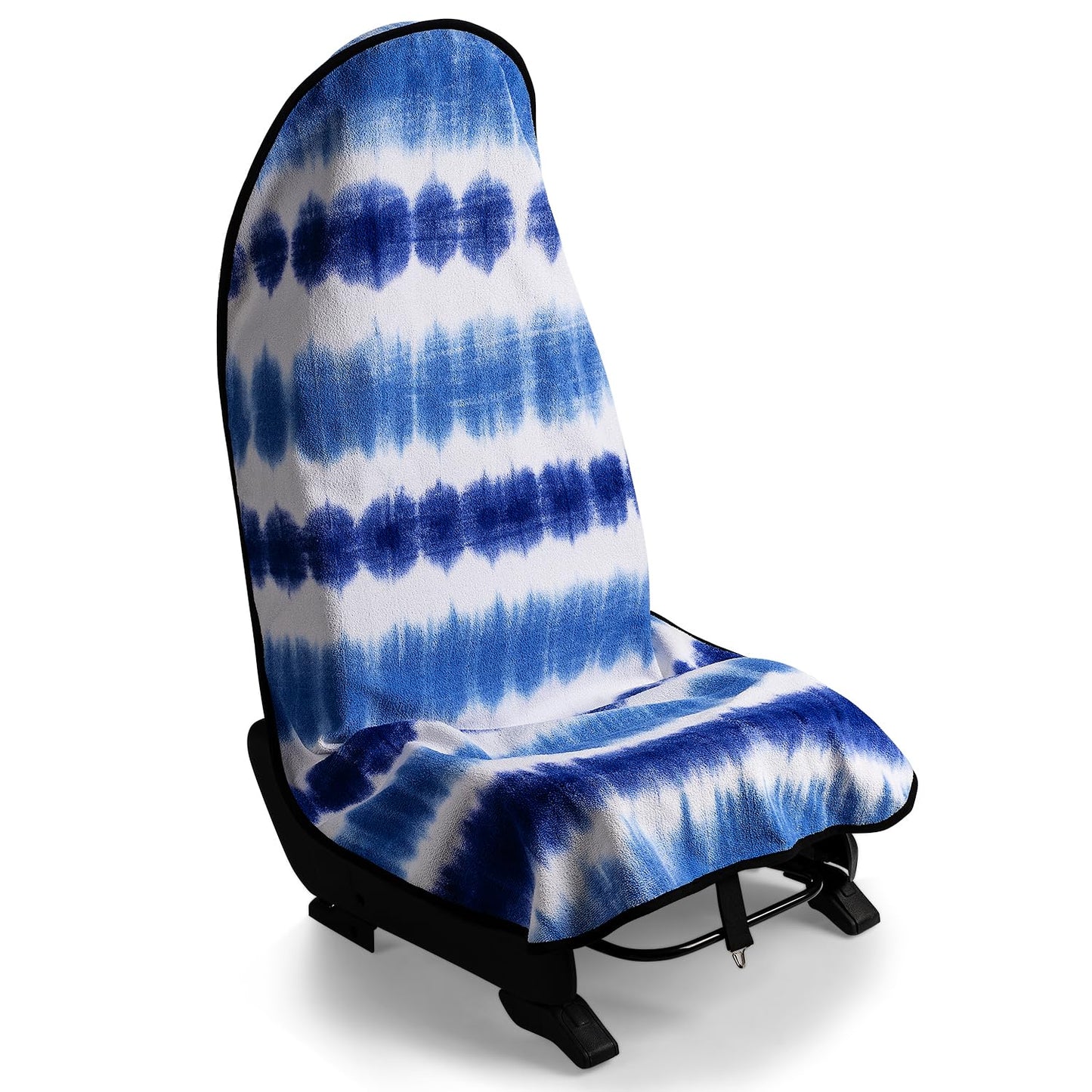 Waterproof Sweating Car Seat Cover for Post Gym Workout, Running, Swimming, Beach and Hiking, Universal Fit Non-Slip Bucket Seat Protector for Cars SUV Trucks, Machine Washable (Blue & White)