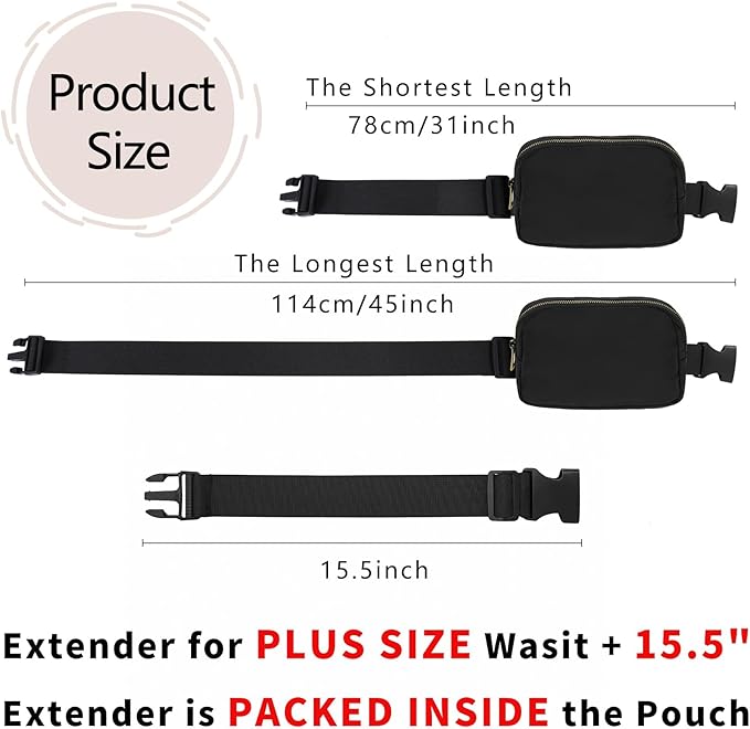 VOROLO Fanny Pack For Women And Men Crossbody Bag Belt Bag with Adjustable Strap Graduation Gifts Black