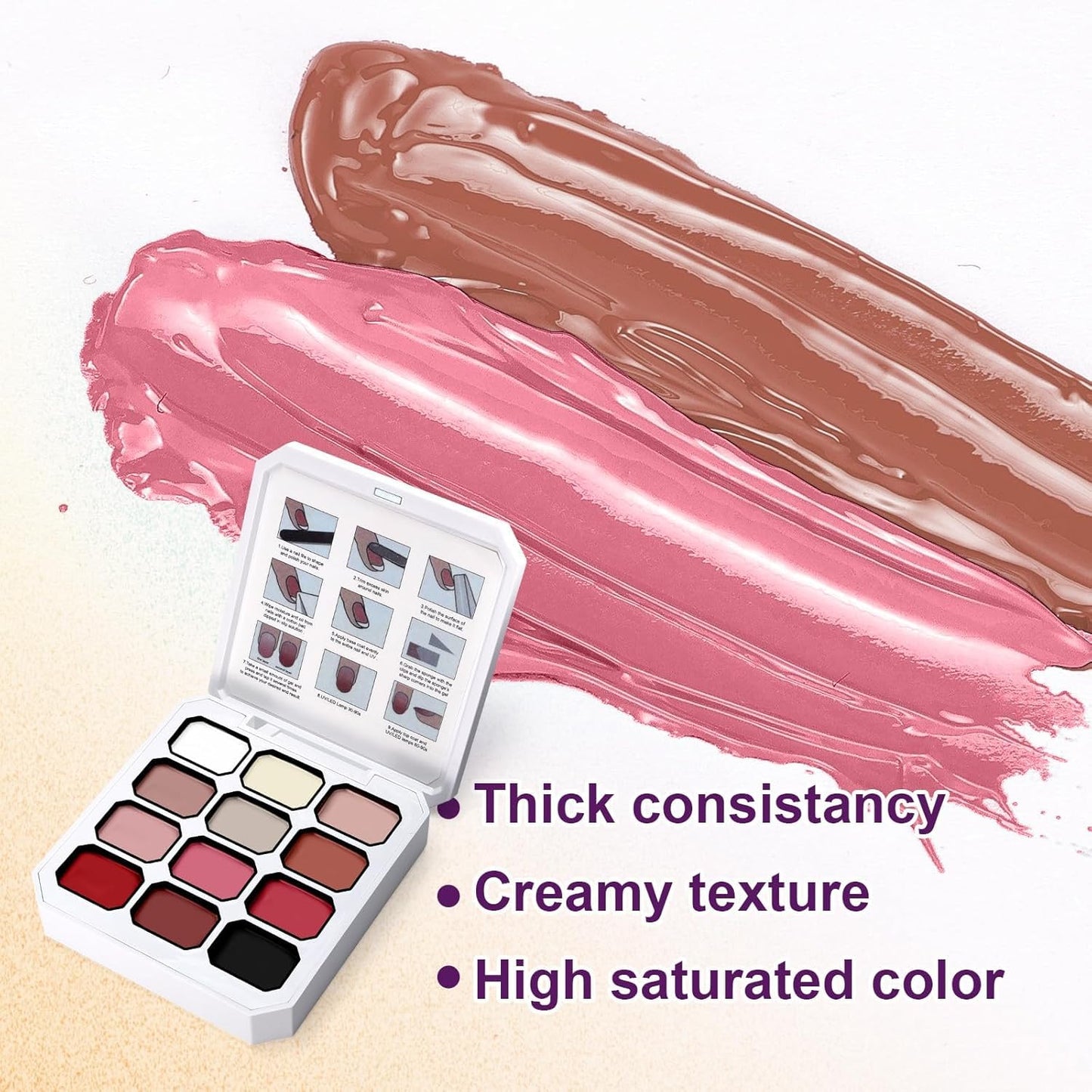 U-Shinein 24 Colors Gradient Nail Gel Palette Set, Hema ＆ TPO Free Bright Nude Almond Black White Ombre Gel Nail for Pigment Painting Pat Nails Gel Kit, Perfect with Salon Pro DIY Home Nail Art